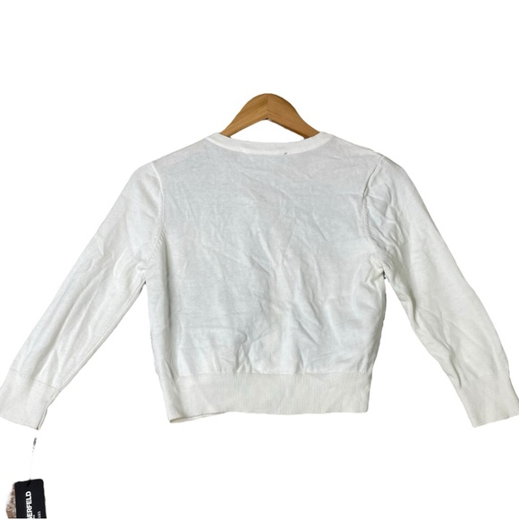Karl Lagerfeld Paris Cardigan Sweater Women White Lace Floral embroidered S NWT - Picture 2 of 13